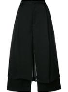 Comme Des Garçons Noir Kei Ninomiya - Double-layer Wide-leg Trousers - Women - Cotton/polyester/polyurethane - S, Women's, Black, Cotton/polyester/polyurethane
