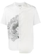 Maison Margiela Tiger Print Panelled T-shirt, Men's, Size: 52, White, Cotton/silk
