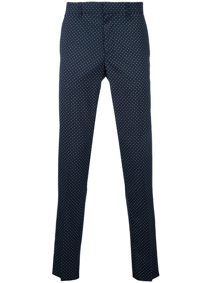 Factotum - Dots Print Pants - Men - Polyester/wool - 44, Blue, Polyester/wool