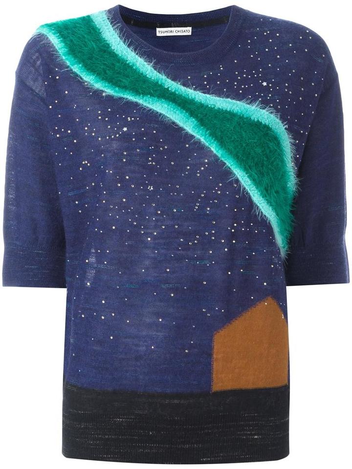 Tsumori Chisato Contrast Stripe Jumper, Women's, Size: 3, Blue, Acrylic/nylon/wool