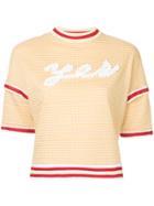 Tu Es Mon Trésor Yes Message Ribbon Gingham Sweatshirt - Yellow &