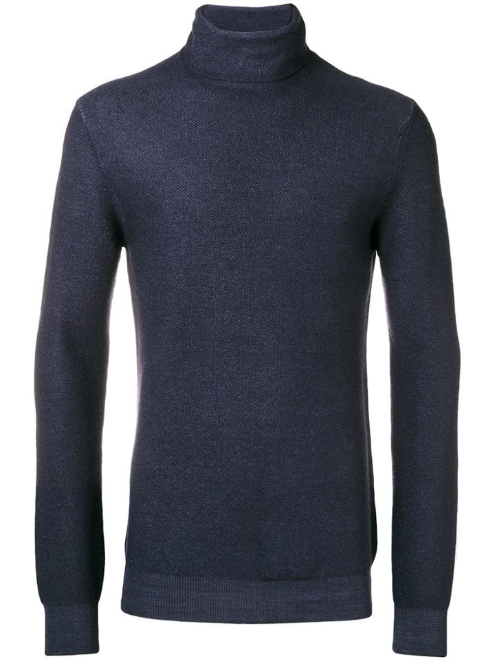 Paolo Pecora Roll-neck Fitted Sweater - Blue