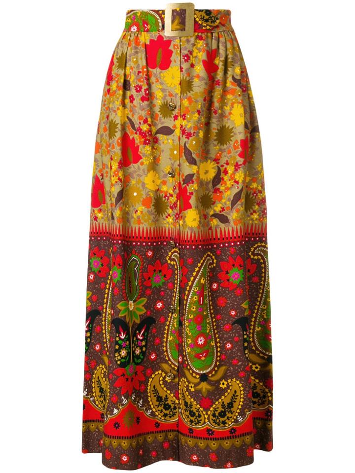 William Vintage 1970 Floral Maxi Skirt - Brown