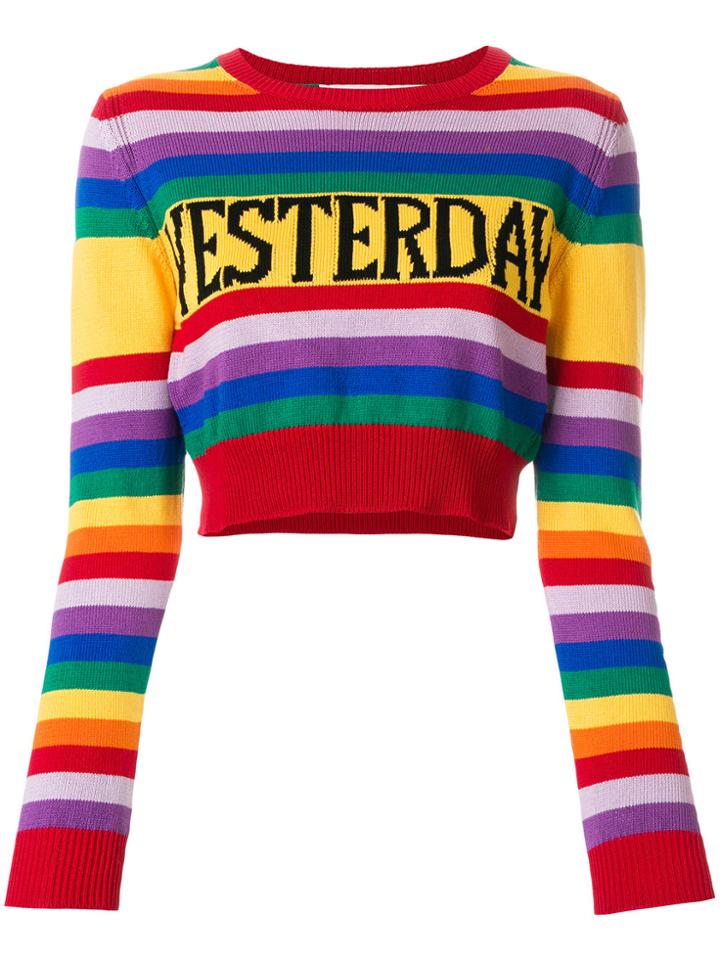 Alberta Ferretti Yesterday Rainbow Stripe Cropped Sweater -
