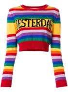 Alberta Ferretti Yesterday Rainbow Stripe Cropped Sweater -