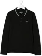 Emporio Armani Kids Teen Logo Printed Polo Shirt - Black
