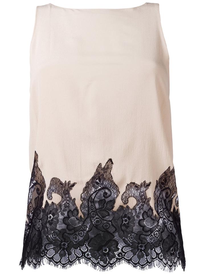 Alice+olivia - Lace Detail Blouse - Women - Silk/nylon - Xs, Nude/neutrals, Silk/nylon