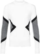 Neil Barrett Geometric Colour Block Jumper - White