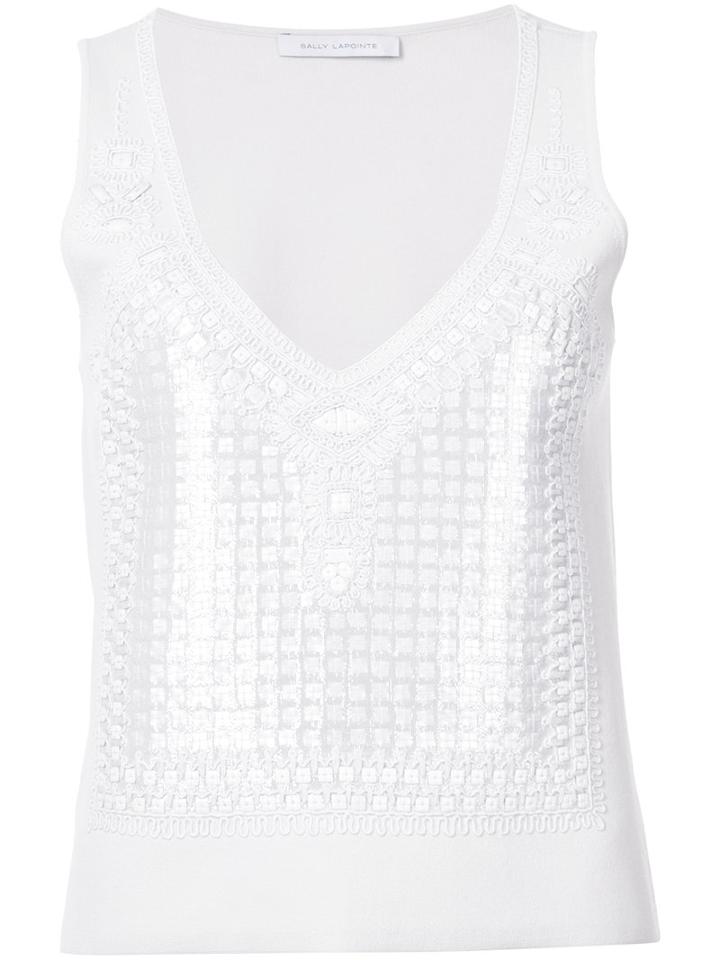 Sally Lapointe - Geometric Embellished Tank Top - Women - Viscose/polyamide/plastic/metal - 4, White, Viscose/polyamide/plastic/metal