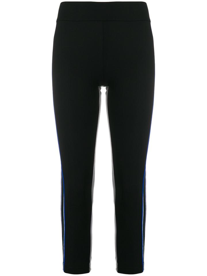 No Ka' Oi Mesh Striped Trim Sports Leggings - Black
