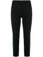 No Ka' Oi Mesh Striped Trim Sports Leggings - Black