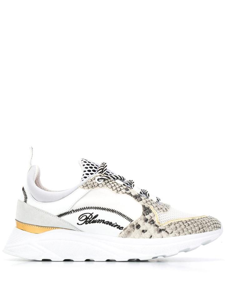 Blumarine Python Print Sneakers - White