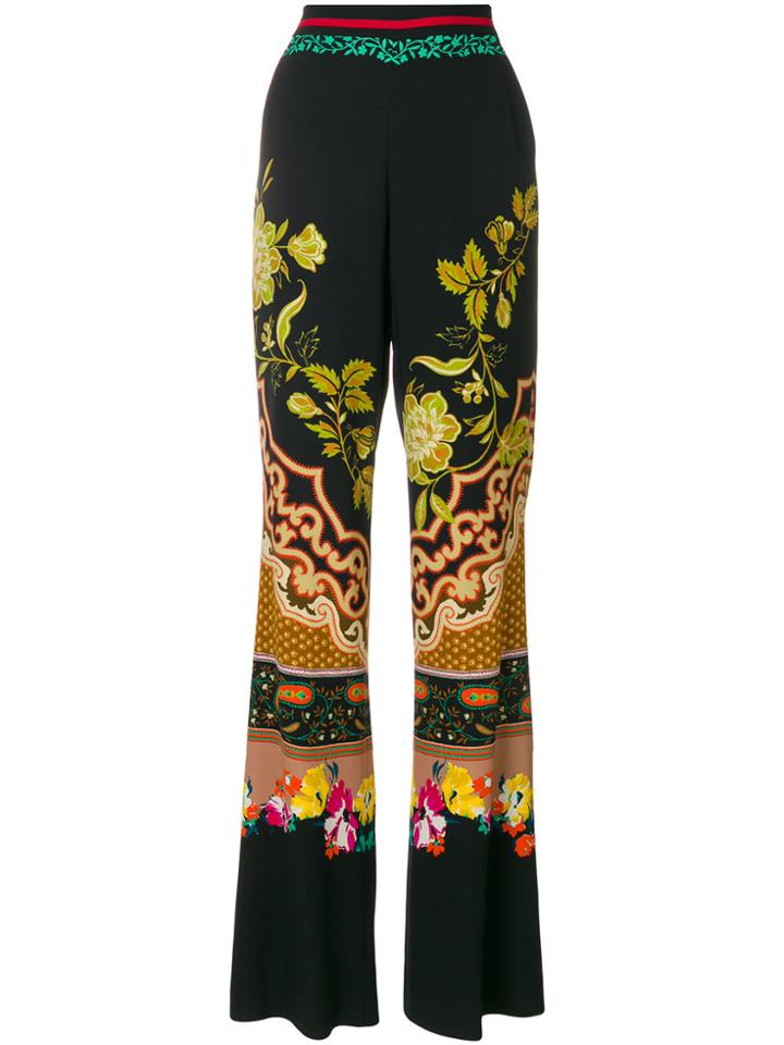 Etro Mixed Print Wide-leg Trousers - Black