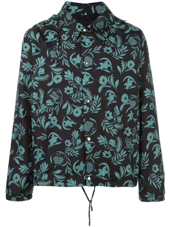 Ami Alexandre Mattiussi Plants Print Hooded Jacket - Black