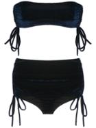 Adriana Degreas - Velvet Hot Pants Bikini Set - Women - Polyester/spandex/elastane - M, Blue, Polyester/spandex/elastane