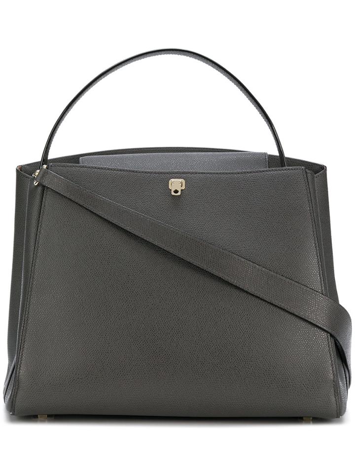 Valextra Textured Tote Bag - Grey