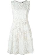 Woolrich Leaf Print Flared Dress, Women's, Size: Medium, White, Cotton