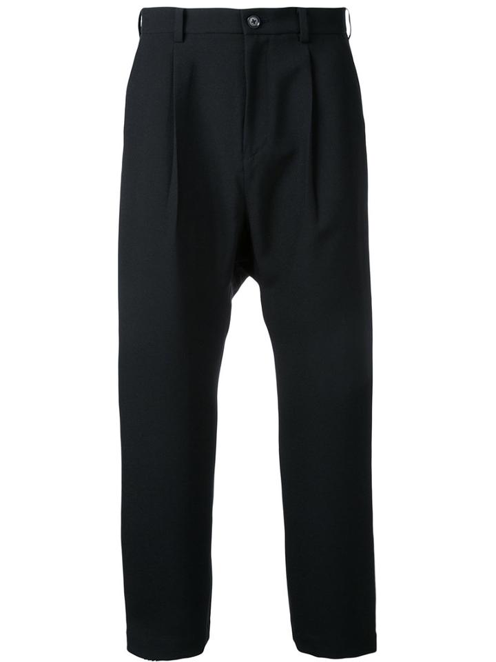 En Route - Drop-crotch Cropped Trousers - Men - Polyester - 2, Black, Polyester