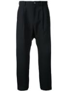 En Route - Drop-crotch Cropped Trousers - Men - Polyester - 2, Black, Polyester