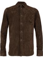 Ajmone Leather Shirt Jacket - Brown