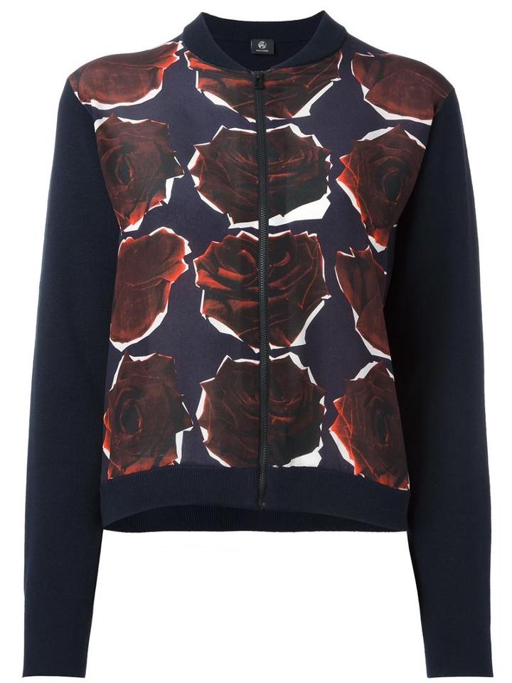 Ps By Paul Smith Rose Detail Bomber Jacket, Women's, Size: Medium, Blue, Silk/wool