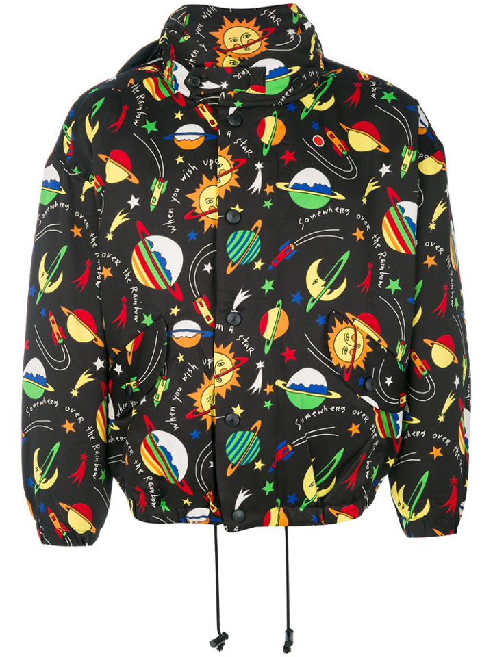 Jc De Castelbajac Vintage Space Print Hood Jacket - Black