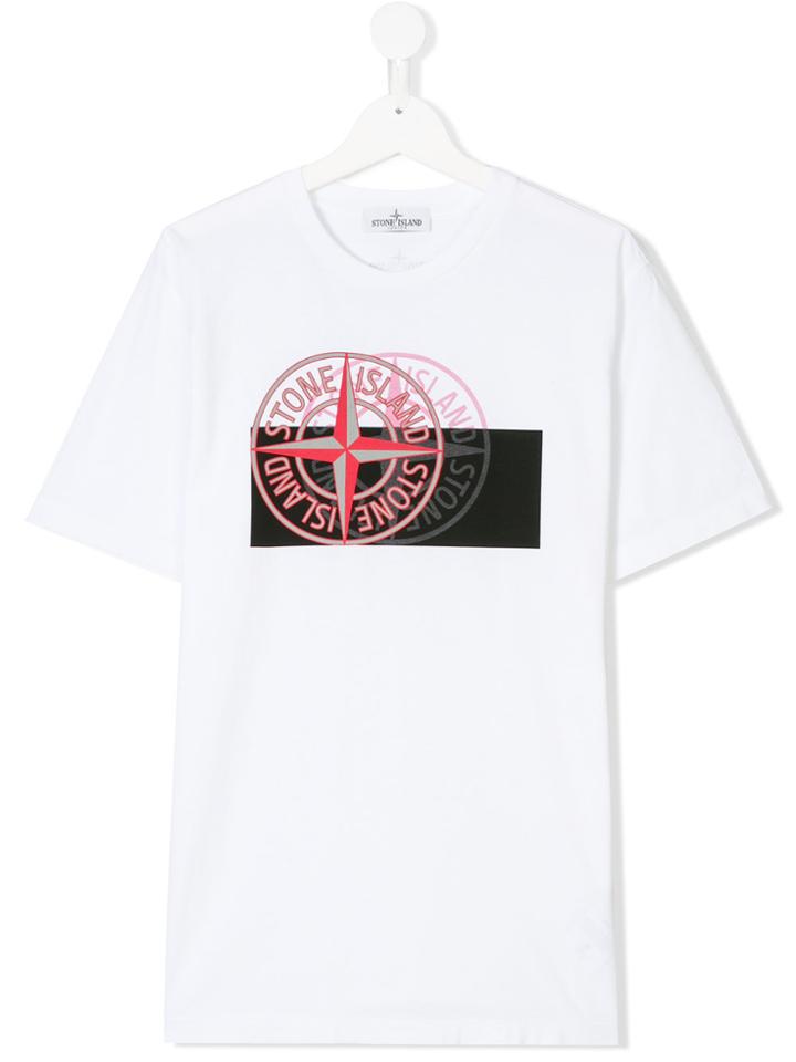 Stone Island Junior Layered Logo Print T-shirt - White