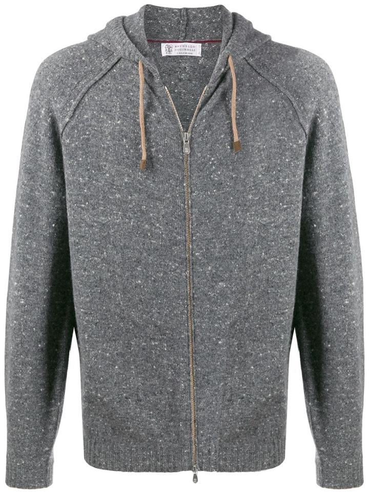 Brunello Cucinelli Knitted Zipped Hoodie - Grey