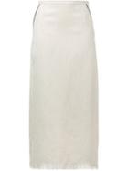 Cityshop - Fringed Straight Skirt - Women - Cotton/linen/flax - 36, Nude/neutrals, Cotton/linen/flax