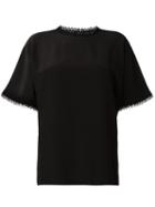 Dolce & Gabbana Lace Trim Top, Women's, Size: 38, Black, Silk