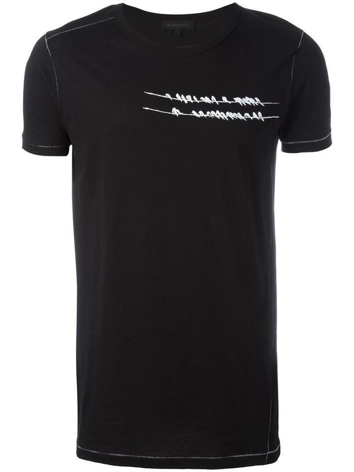 Ann Demeulemeester Grise Birds Print T-shirt, Men's, Size: Medium, Black, Cotton