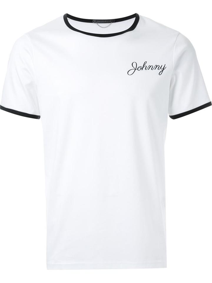 Christian Dada Johnny Embroidery T-shirt, Men's, Size: 46, White, Cotton