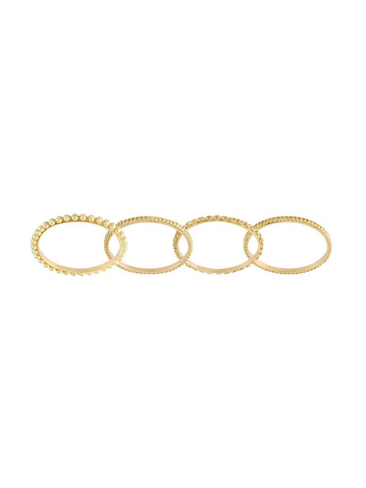 Wouters & Hendrix Gold Set Of 4 Sculpted Rings, Women's, Size: 50, Metallic