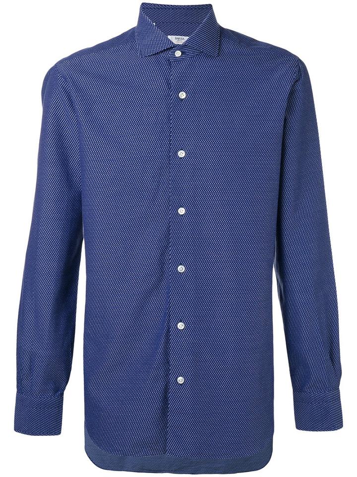 Barba - Micro-print Shirt - Men - Cotton - 42, Blue, Cotton