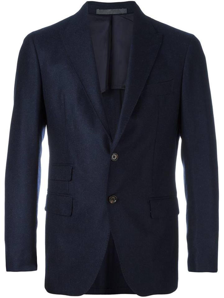 Eleventy Detailed Notched Lapel Blazer
