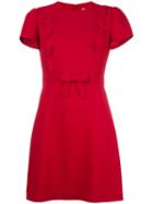 Red Valentino Front Bow Dress, Women's, Size: 42, Pink/purple, Acetate/viscose/polyester