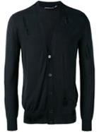 Alexander Mcqueen - Distressed V-neck Cardigan - Men - Wool/silk - M, Black, Wool/silk