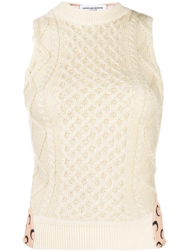 Marine Serre Wool And Fabric Fitted Top - Neutrals