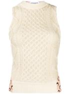 Marine Serre Wool And Fabric Fitted Top - Neutrals