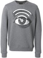 Frankie Morello Printed Eye Oversized Sweater - Grey