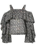 Robert Rodriguez - Floral Blouse - Women - Cotton - 2, Black, Cotton