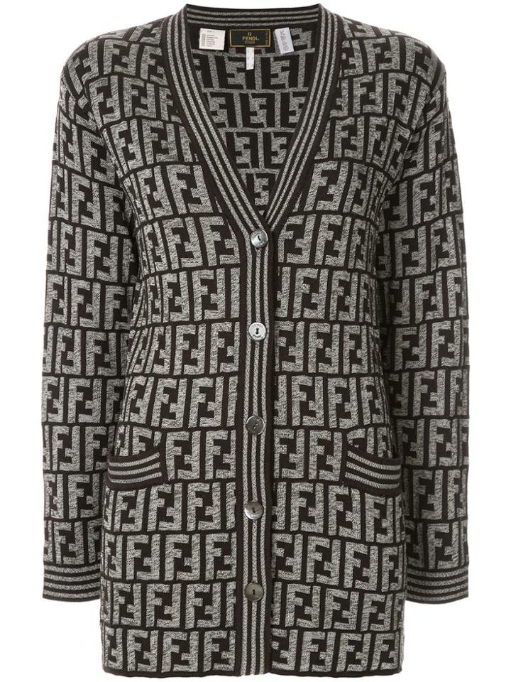 Fendi Vintage Logo Elongated Cardigan - Brown