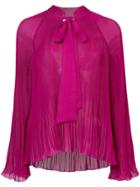 Derek Lam 10 Crosby Long Sleeve Pleated Blouse With Scarf Neck - Pink