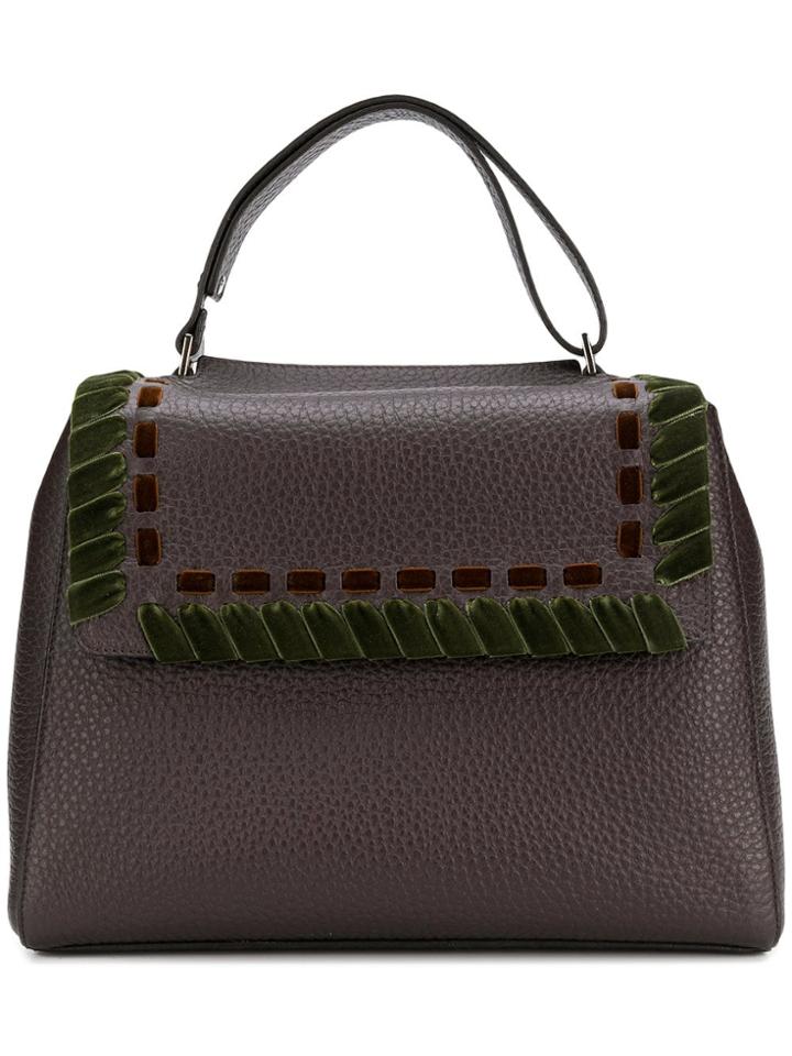 Orciani Ethnic Velvet Detail Tote - Brown