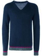 Roberto Collina V-neck Jumper, Men's, Size: 48, Grey, Nylon/mohair/wool