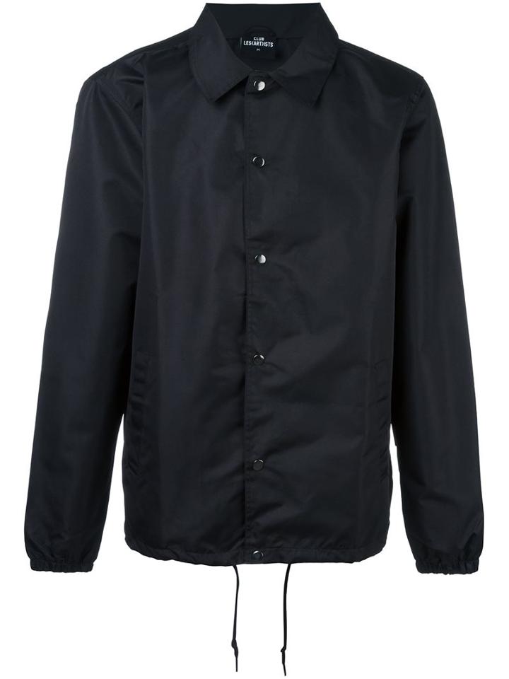 Les (art)ists Logo Print Sport Jacket, Men's, Size: Large, Black, Polyester