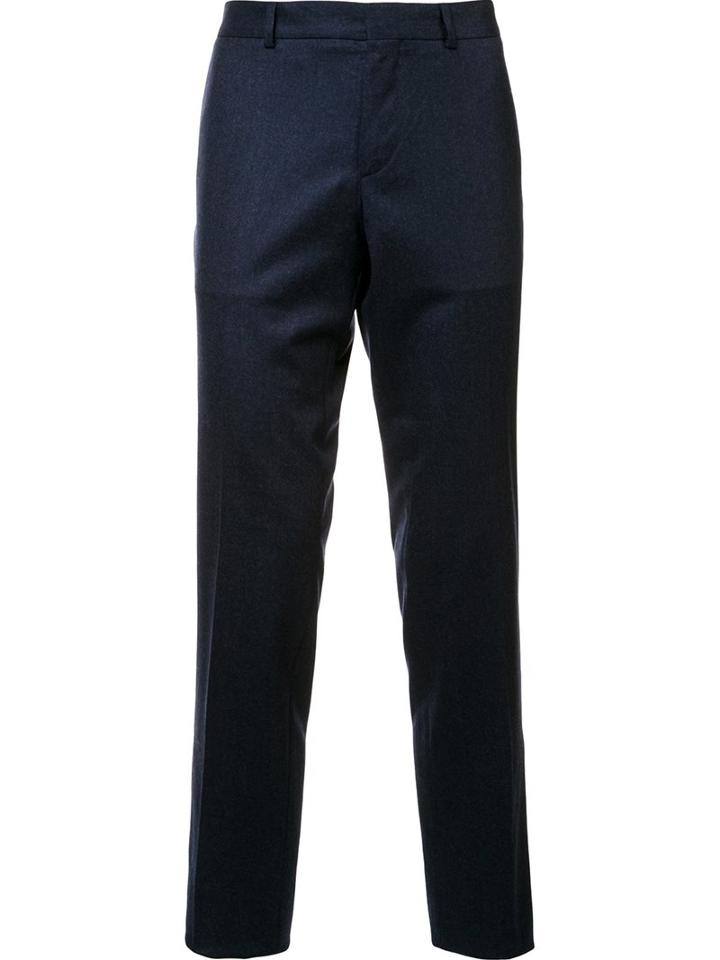 Maison Kitsuné Straight-leg Trousers, Men's, Size: 46, Blue, Wool