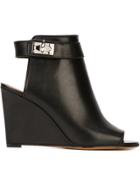 Givenchy 'shark Tooth' Wedge Sandals - Black