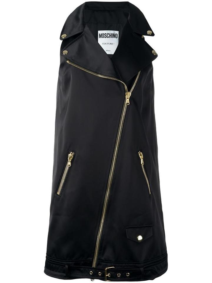 Moschino Biker Jacket Dress, Women's, Size: 42, Black, Polyamide/rayon