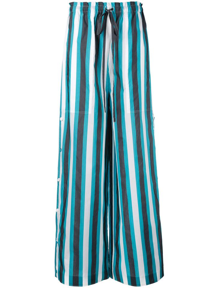 Ports 1961 - Striped Palazzo Pants - Women - Cotton/cupro - 44, Black, Cotton/cupro